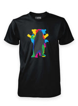 Sutsu Dancing Bear T-Shirt - black, organic cotton shirts with kaleidoscopic bear graphic design.