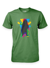 Sutsu Dancing Bear T-Shirt - grass green, organic cotton tees with kaleidoscopic bear graphic design.
