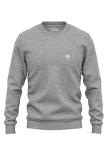 Light grey Sutsu Palm Tree EMB Slim Fit Sweatshirt - pullover sweatshirts with small embroidered palm tree and sun logo.