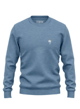 Blue Sutsu Palm Tree EMB Slim Fit Sweatshirt - pullover sweatshirts with small embroidered palm tree and sun logo.