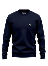 Navy Sutsu Palm Tree EMB Slim Fit Sweatshirt - pullover sweatshirts with small embroidered palm tree and sun logo.