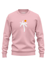 Pink Sutsu Palm Trees Slim Fit Sweatshirt - organic cotton graphic sweatshirts with a palm tree and sun design.