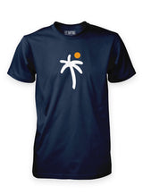 Navy Sutsu Palm Tree T-Shirt - organic cotton t-shirts with printed palm tree and sun graphic.