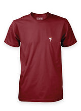 Sutsu Palm Tree EMB T-Shirt - maroon graphic t-shirts with small embroidered palm tree and sun logo.