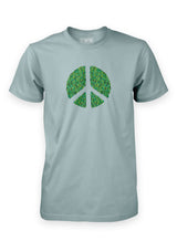 Light green Sutsu Peace Out T-Shirt - organic cotton, graphic t-shirts with peace symbol and green leaves design.