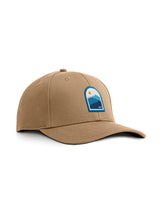 Sutsu Blue Mountain Ranger Cap - beige caps made from recycled fabric with sun and mountain range badge.