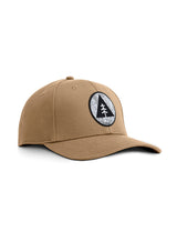 Sutsu Mountain Circle Topography Ranger Cap - sand beige baseball caps with circle, triangle, tree and contour lines logo.