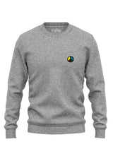 Light grey Sutsu Simon Says Peace EMB Sweatshirt - organic cotton sweatshirts with embroidered multi-coloured peace symbol.