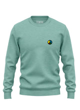 Bright green Sutsu Simon Says Peace EMB Sweatshirt - organic cotton sweatshirts with embroidered multi-coloured peace symbol.