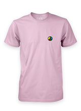 Pink Sutsu Simon Says Peace EMB T-Shirt - organic cotton tees with embroidered multi-coloured peace symbol logo.