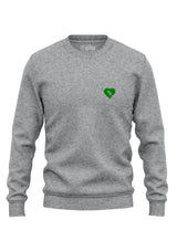 Tree Love EMB Sweatshirt - an organic cotton sweatshirt in light grey with an embroidered tree and heart graphic from Sutsu - flat lay.