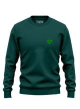 Tree Love EMB Sweatshirt - an organic cotton sweatshirt in dark green with an embroidered tree and heart graphic from Sutsu - flat lay.