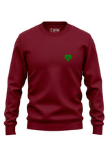 Tree Love EMB slim fit Sweatshirt - an organic cotton sweatshirt in maroon with an embroidered tree and heart graphic from Sutsu - flat lay.