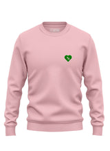 Tree Love EMB slim fit Sweatshirt - an organic cotton sweatshirt in pale pink with an embroidered tree and heart graphic from Sutsu - flat lay.