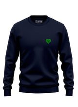Tree Love EMB Sweatshirt - an organic cotton sweatshirt in dark blue with an embroidered tree and heart graphic from Sutsu - flat lay.