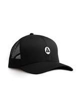 Sutsu Mountain Circle Trucker Cap - black - designer baseball caps with circle, triangle and tree badge.