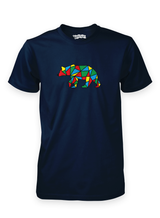 Sutsu Bear Says organic cotton, navy t-shirts.