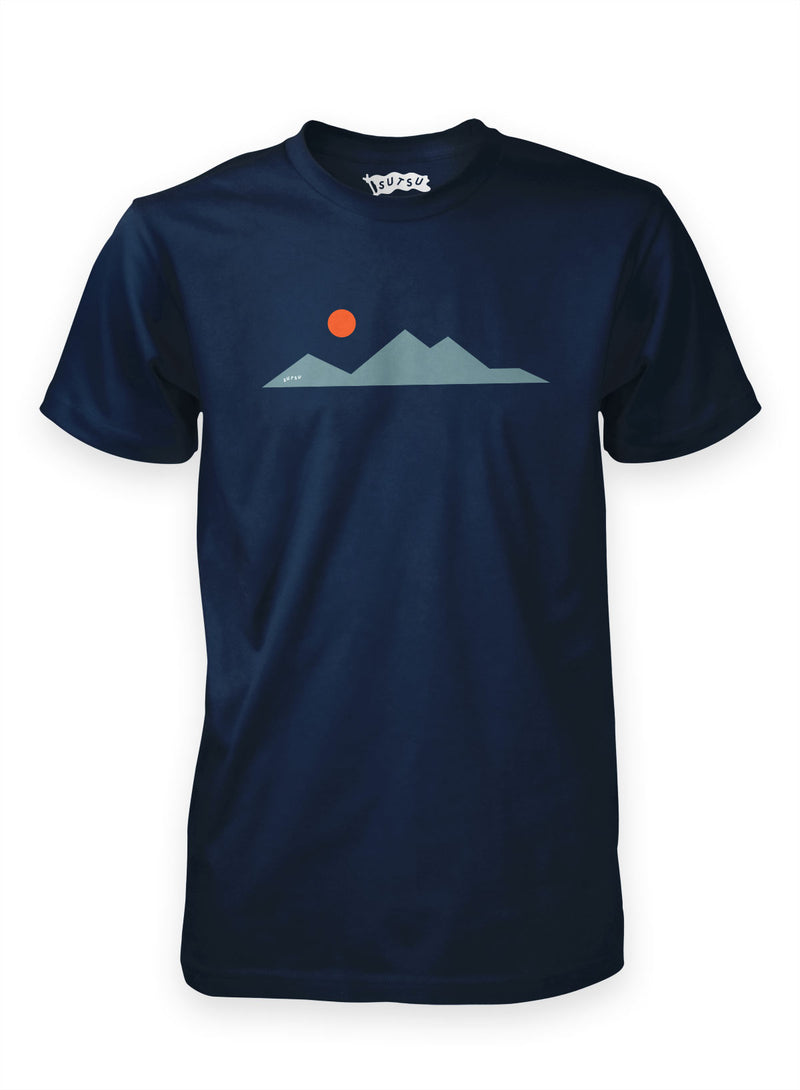 Sutsu More Mountains t-shirts in navy.