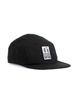 Trees & Water 5 Panel Cap - black - Sutsu sustainable cotton baseball cap with trees and sun badge.
