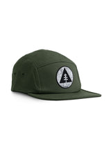 Sutsu Mountain Circle Topography 5 Panel Cap - green - sustainable headwear with circle, triangle and tree logo.