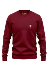 Maroon Sutsu Palm Tree EMB Slim Fit Sweatshirt - pullover sweatshirts with small embroidered palm tree and sun logo.