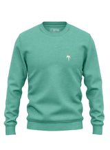 Bright green Sutsu Palm Tree EMB Slim Fit Sweatshirt - pullover sweatshirts with small embroidered palm tree and sun logo.