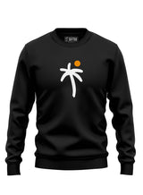 Black Sutsu Palm Trees Slim Fit Sweatshirt - organic cotton graphic sweatshirts with a palm tree and sun design.