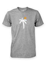 Steel grey Sutsu Palm Tree T-Shirt - organic cotton t-shirts with printed palm tree and sun graphic.