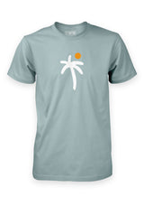 Slade green Sutsu Palm Tree T-Shirt - an organic cotton t-shirt with printed palm tree and sun graphic.