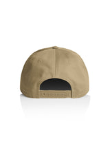 Back view of a sand brown Sutsu Cap - a sustainable cap made from sustainable cotton  with adjustable recycled polyester snapback.