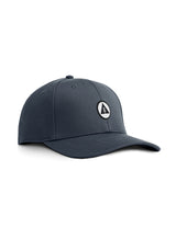 Sutsu Mountain Circle Ranger Cap - petrol grey cap on white background - eco-friendly headwear with circle, triangle and tree logo.