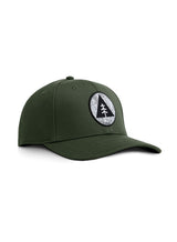 Sutsu Mountain Circle Topography Ranger Cap - green designer baseball caps with circle, triangle, tree and contour lines logo.