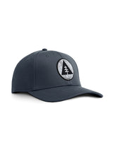 Sutsu Mountain Circle Topography Ranger Cap - a grey baseball cap with circle, triangle, tree and contour lines badge.