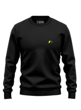 Black Sutsu Simon Says Peace EMB Sweatshirt - organic cotton sweatshirts with embroidered multi-coloured peace symbol.