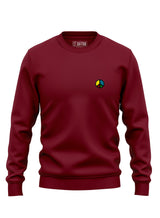 Burgundy Sutsu Simon Says Peace EMB Sweatshirt - organic cotton sweatshirts with embroidered multi-coloured peace symbol.