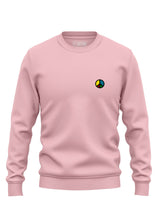 Pink Sutsu Simon Says Peace EMB Sweatshirt - organic cotton sweatshirts with embroidered multi-coloured peace symbol.