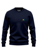 Navy Sutsu Simon Says Peace EMB Sweatshirt - organic cotton sweatshirts with embroidered multi-colour peace symbol.