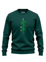 Dark green Sutsu Xmas Tree Slim Fit Sweatshirt - crew neck festive sweatshirts decorated with a Christmas tree and colourful baubles.