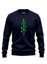 Navy blue Sutsu Xmas Tree Slim Fit Sweatshirt - crew neck festive sweatshirts decorated with a Christmas tree and colourful baubles.