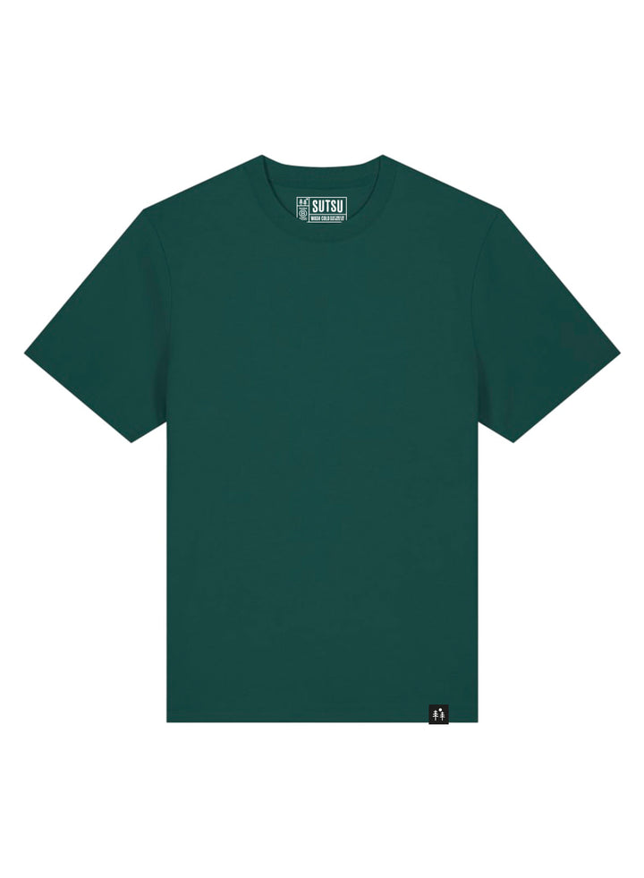 Long Haul 215gsm Relax T-Shirt with Sutsu hem tag - a bottle green  heavyweight, unisex t-shirt made from certified organic cotton. - Glass Green
