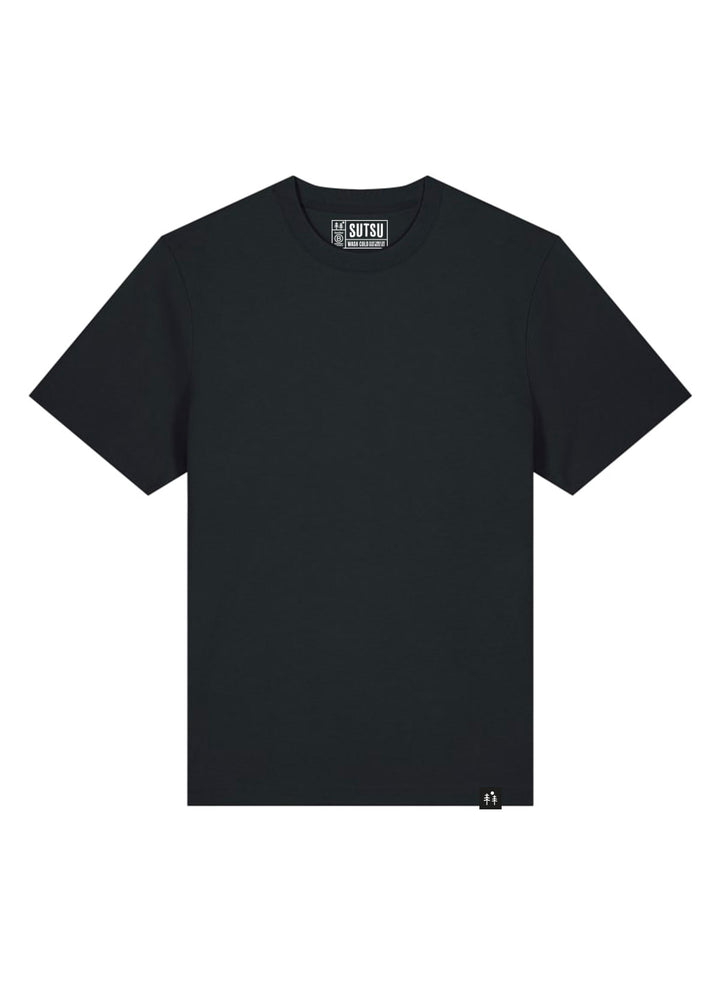Long Haul 215gsm Relax T-Shirt with Sutsu hem tag - a black heavyweight, unisex t-shirt made from certified organic cotton. - Black