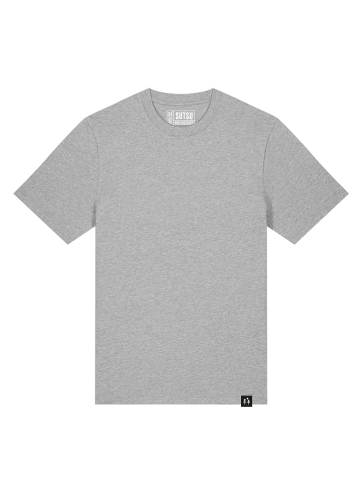 Long Haul 215gsm Relax T-Shirt with Sutsu hem tag - a heather grey  heavyweight, unisex t-shirt made from certified organic cotton. - Athletic Grey