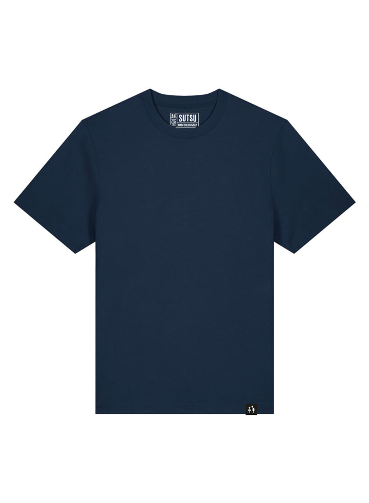 Long Haul 215gsm Relax T-Shirt with Sutsu hem tag - a navy  heavyweight, unisex t-shirt made from certified organic cotton. - Navy