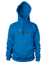 More Mountains bright blue hoodies.