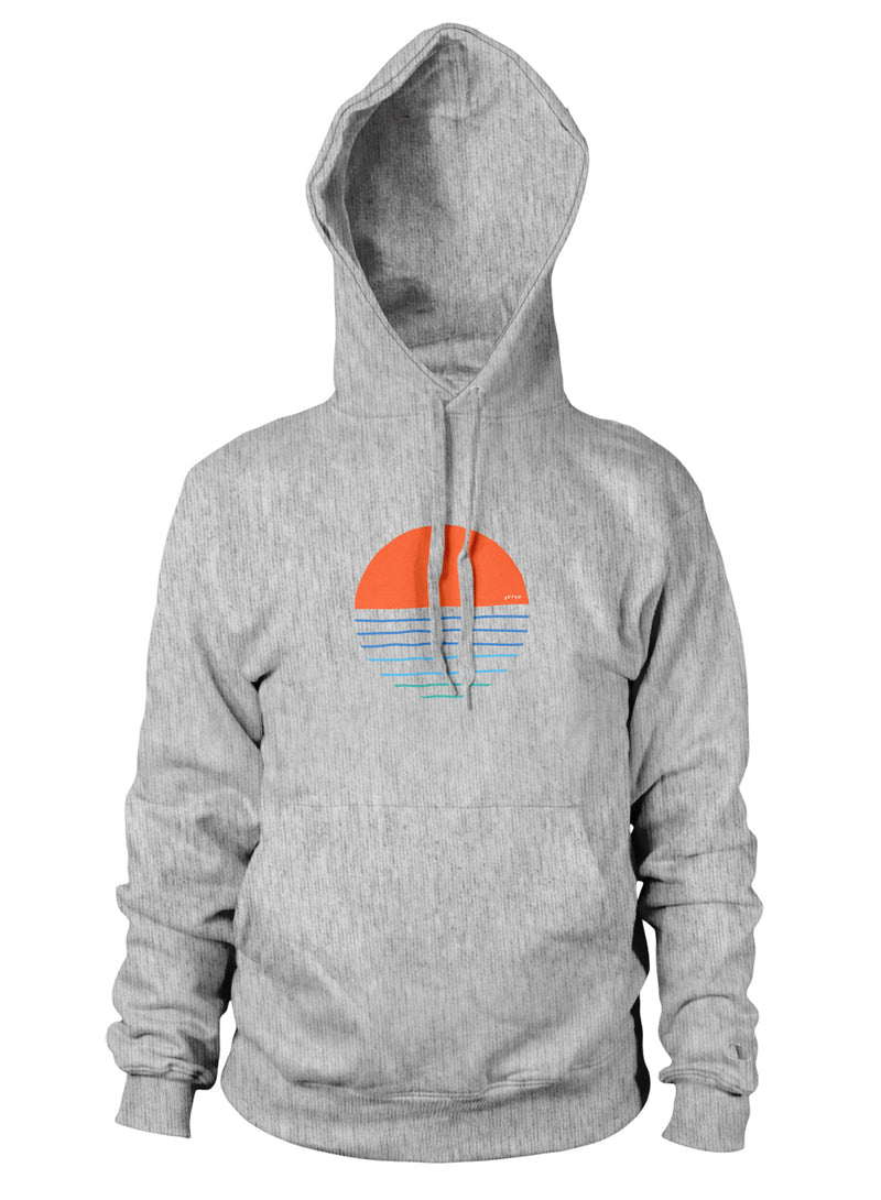 The Sutsu Summer Sun hoodie, ethical fashion inspired by the sun and sea.
