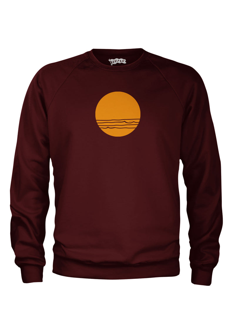 Evening Surf burgundy sweatshirts.