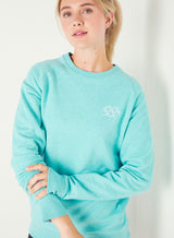Sutsu Choppy Waters Women's Sweatshirt - Mid Heather Green.