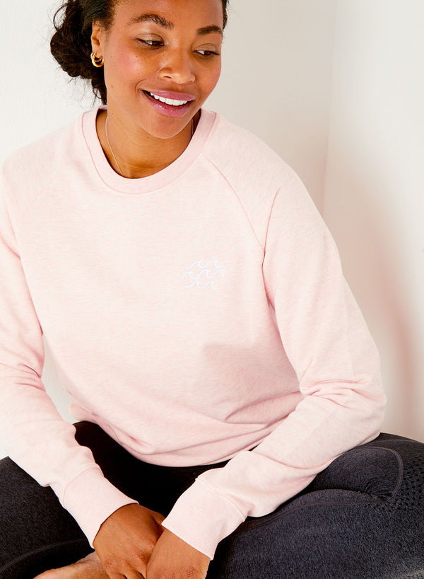 Sutsu Choppy Waters Women's Sweatshirt - Mid Heather Pink.