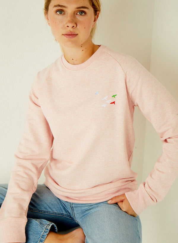 Sutsu Dive Bomb Women's Sweatshirt - Mid Heather Pink.
