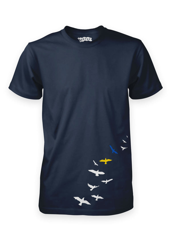 S.U.T.S.U Fly Away T-Shirt Denim - the Stand Up Together Support Ukraine Limited Edition Collection from Sutsu.